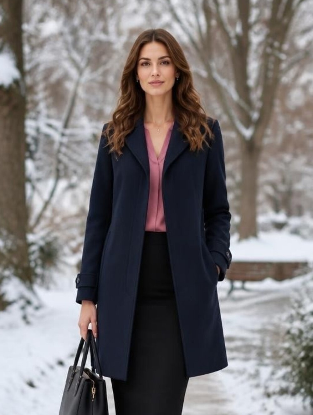 Michael Kors Black Single-Breasted Pea Coat